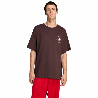 adidas Originals Curved Trefoil Logo GFX T-Shirt – Shadow Brown